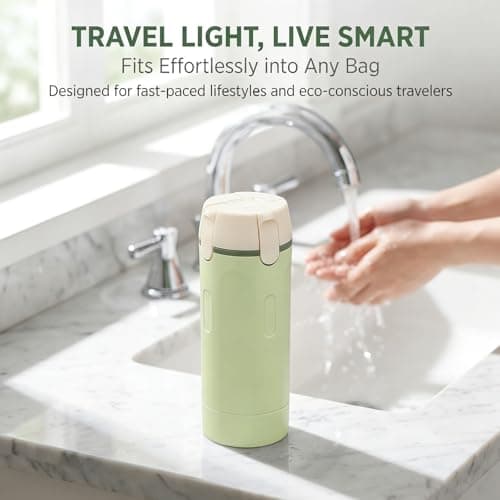 4-in-1 Travel Dispenser Bottles Set Leak-Proof Refillable Travel Toiletries Containers Women Essentials for Shampoo,Lotion,Conditioner & Cream (Green&White) — view 5