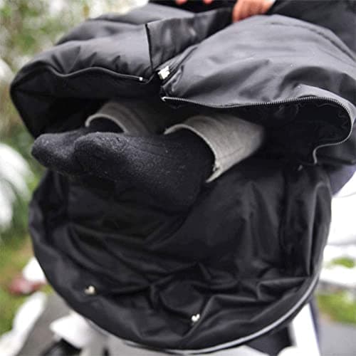 Weather Proof Oudtoor Walking Universal Stroller Bunting Bag with Reflective Strips,Multi-Zippers,Central and Feet Area Opens,Easy for Baby in&Out&Temperature Regulation Footmuff for Stroller,Black — view 3