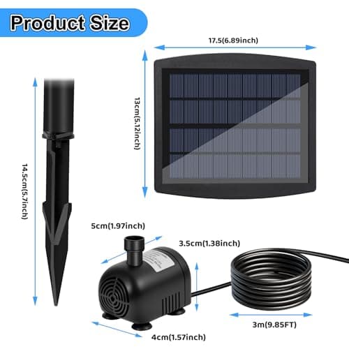 Yeomi Solar Fountain Pump for Bird Bath, 2.5W Solar Powered Water Fountain with 3 Nozzles & 1.5ft Tubing, Multi-Installation & 3-Layer Filtration for Small Pond, Garden Water Feature — view 4