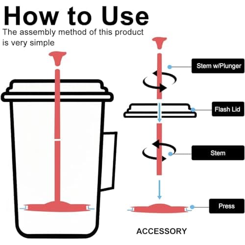 2-Pack Silicone French Press Coffee Makers compatible with Stanley Classic Stay-Hot French Press Coffee Maker 48 oz , french press coffee maker for Stanley Camping Stoves ,coffe press (Black, 2) — view 4