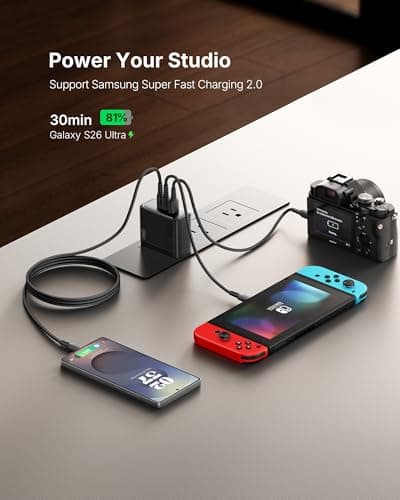INIU USB C Charger Block, 100W 3-Port PD Fast Charging, Advanced GaN Power Adapter, Foldable Charger with USB C Cable for MacBook Air 13 Pro, iPad, iPhone 17 16 Pro Max, Samsung S25 S24, Switch 2 etc — view 5
