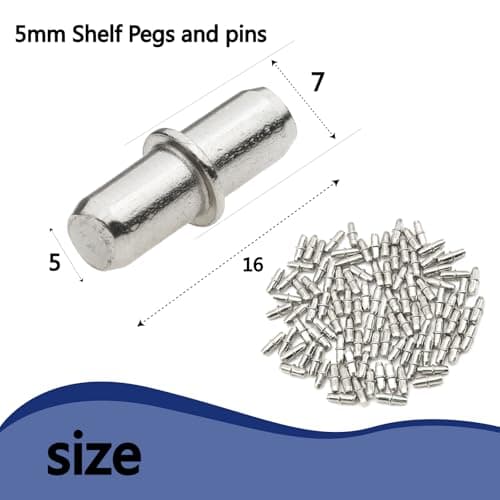 5mm Shelf Pegs for Shelves Cabinet Shelf Support Pegs Metal Shelving Pins for Bookshelf Furniture Kitchen Closet Heavy Duty Pegs Bracket for Shelves in Cabinet Metal Shelf Clips 50Pcs — view 3