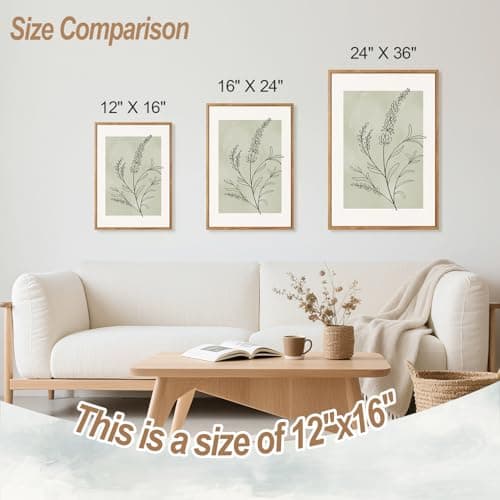 CHDITB Botanical Sage Leaf Framed Canvas Wall Art Set of 3, Minimalist Wall Decor, Boho Nature Floral Greenery Wall Painting, Neutral Botanical Plant Art Prints for Dining Room Bedroom Decor 12”X16” — view 4