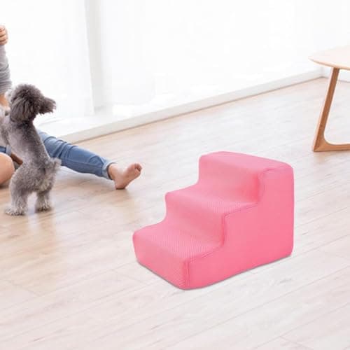 Gralara Premium Pet Stairs for Small Dogs and Cats - Non-Slip Steps for High Beds and Couches, Pink 3 Steps