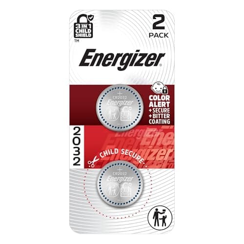 Energizer 2032 Batteries (2 Pack), 3V Lithium Coin Batteries With 3-in-1 Child Shield