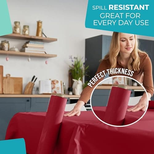 Premium Quality Plastic Table Cover Banquet Rolls 40" X 300' (Burgundy) - Exquisite — view 4