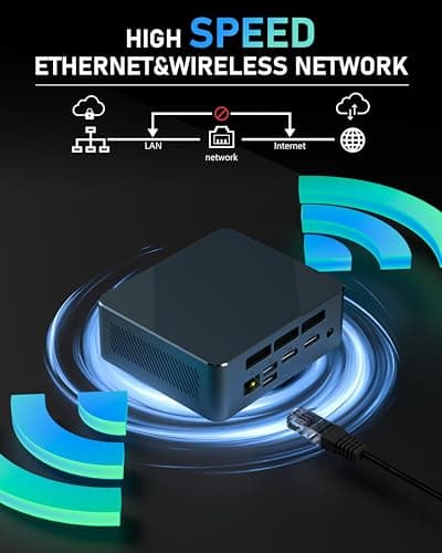 Getorli Mini PC, AMD 3550H(Max 3.7GHz), Mini Computers 16GB DDR4 RAM 512GB SSD, Mini Desktop Computer 4K 60Hz Displays/Dual HDMI/Type-C&USB3.2 Ports/LAN RJ45/WiFi 5/BT5.0 for Home/Office/Business — view 7