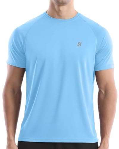 Roadbox Mens Sun Protection Swim Shirt, UPF 50+ Short Sleeve UV Rash Guard, Quick Dry Water T-Shirt for Surf Running Workout