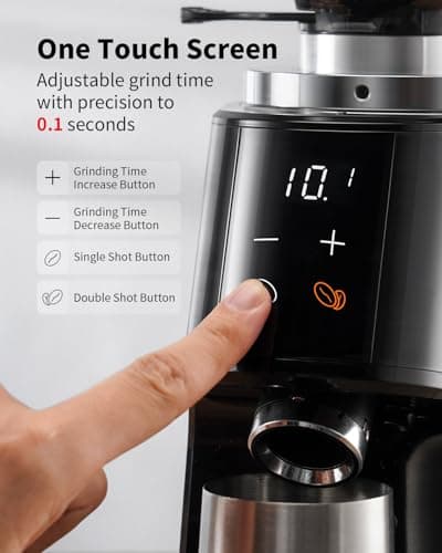 SHARDOR Professional 64mm Burr Coffee Grinder with 100 Grind Settings and All-Metal Chamber, Coffee Bean Grinder with Adjustable Electronic Timer and LED Display, Anti-Static, Black, 120V Only — view 4