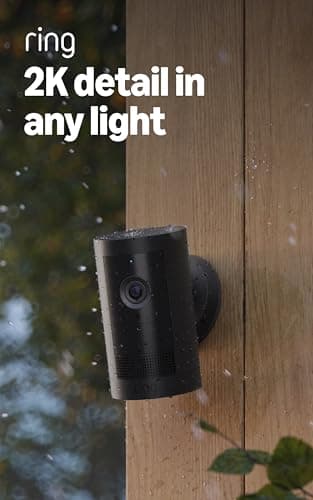 Ring Outdoor Cam Plus, Battery (newest model), Home or business security, Wide-Angle 2K Video with Ring Vision, Low-Light Sight for full-color night vision, Mount-Anywhere Versatility, Black