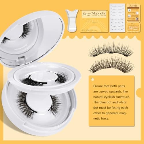QUEWEL Magnetic Eyelashes Natural Look, 2pairs Reusable Lashes with Applicator, Easy to Use without Eyeliner(XK-Mag-B+E) — view 6