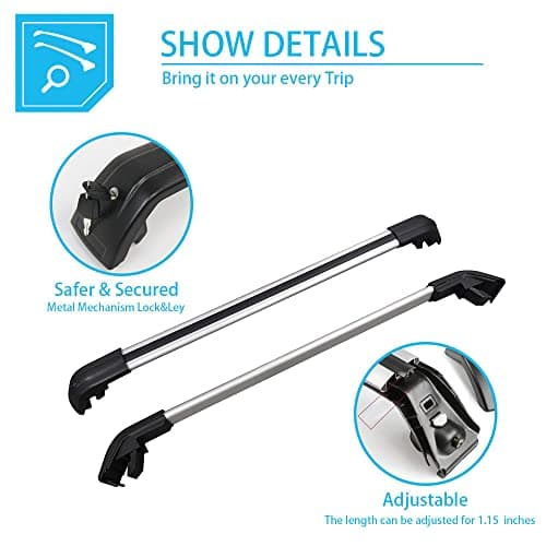 Anti-Theft Roof Racks Cross Bars for Hyundai Kona N EV 2018-2023, Lockable Adjustable Cross Rails — view 4
