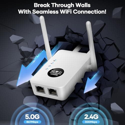 WiFi Repeater,WiFi Extender Signal Booster, 1200 Mbps Covers Up to 12880 Sq.ft and 60 Devices,6625445548978911321548746871215315477 — view 4