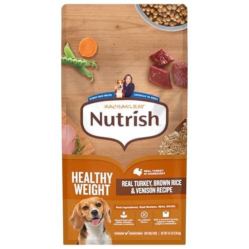 Nutrish Rachael Ray Healthy Weight Adult Dry Dog Food Real Turkey, Brown Rice & Venison Recipe, 4.5 lb. Bag