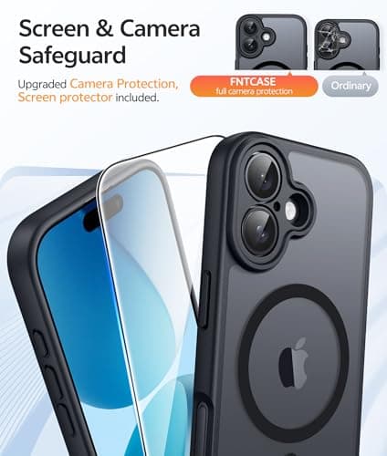 FNTCASE for iPhone 17 Case, Fit for Magsafe, Screen Protector, Black — view 3