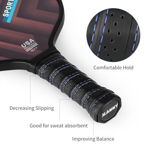 OLANNY Graphite Pickleball Paddles 4 Pack - Premium Rackets Fiber Face & Polymer Honeycomb Core Pickleball Set Includes 4 Pickleball Paddles + Balls+1 Bag (Twill Pickleball Paddles) — view 5