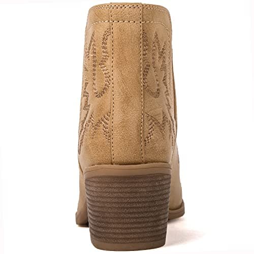 GLOBALWIN Women's Pull On Ankle Boots The Western Cowboy Cowgirl Boots, 21yy01 Khaki, 8.5 — view 4