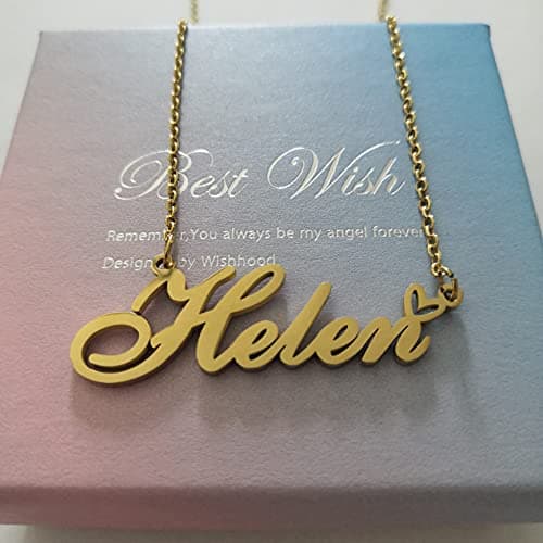 RONKAHSHOW Babygirl Custom Pendant Name Necklace Customized Personalized with Heart Necklace Best Gift for Women New Year Birthday Mother’s day Christmas wedding Party G — view 4