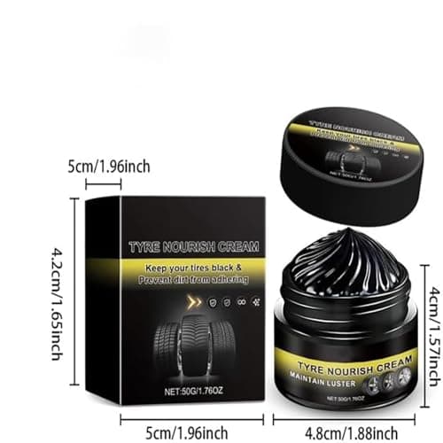 Tyre Nourish Cream, Tire Shine Wax for Car Tires, Restorement Black Gloss, Sun Prevention Water-Proof Tire Care, Wheel Refurbishment Polish for Long-Lasting Shine and Clean, Black Glossy Tire (3) — view 5