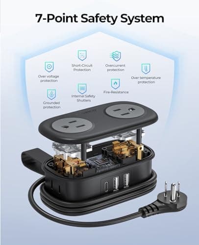 Cruise Approved Travel Power Strip, ORICO 4 Outlets 3 USB Ports (1 USB C) with 4FT Wrapped Short Extension Cord Small Power Strip, Compact for Hotel Travel Essentials ETL Listed-AP3 — view 4