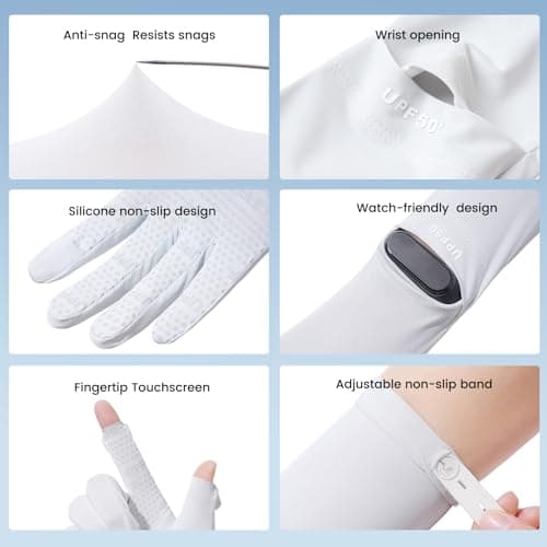 apaepr Ultra Thin Full Finger UV Protection Gloves Driving Gloves Women, Breathable Touchscreen UPF Glove Sun Protection Glove (Brown, One Size) — view 3
