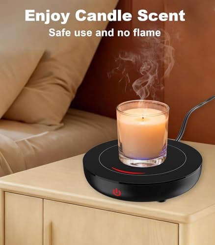 Kepwam Coffee Mug Warmer for Desk, 3-Temp Fast Heating Cup Warmer with 6H Auto Shut Off, LED Light & Smart Candle Warmer for All Beverages, Ideal Gifts for Women Men — view 3