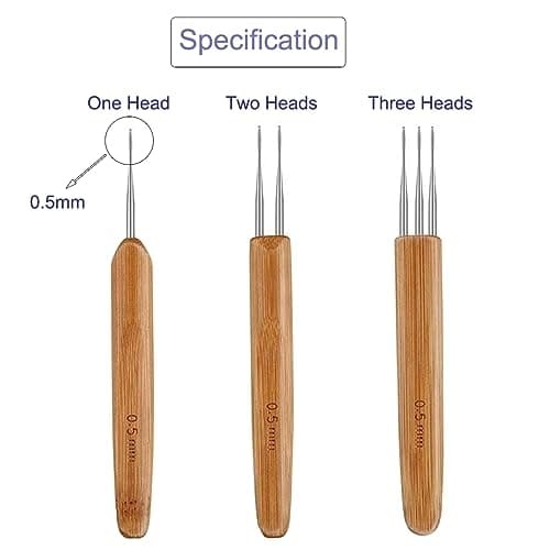 3 Pcs Dreadlock Crochet Hooks for Hair 0.5mm — view 2