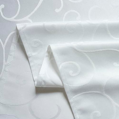 Marina Decoration Home Decor Jacquard Waterproof Thick Elegant Soft Premium Solid Damask Scroll Decorative Kitchen Table Cloth Liquid Repellent Stain Resistant Tablecloth, White Color Round 70 Inch — view 6