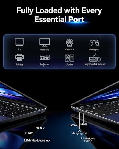 AKCHART 15.6 Inch Laptop with AI, Office 365, 6GB RAM 128GB SSD, Quad-Core Processor, Win 11 Home Laptops Computer, IPS FHD, 180°Viewing, Type-C, WiFi 5, BT4.2, Portable Thin Laptops - Gray — view 4