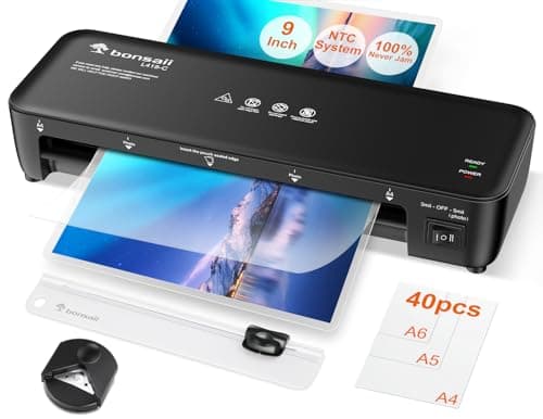 Bonsaii 9 Inch 4 in-1 Thermal Laminator Machine with Never Jam Technology for Documents/Posters/Photos, Personal Laminator with 40 Laminating Sheets, Ideal for Office/School/Home/Business