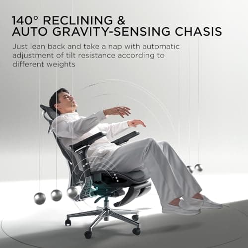 Hbada E3 Pro Ergonomic Office Chair, Big and Tall Office Chair - with 3-Zone Dynamic Lumbar Support, 4D Adjustable Headrest, 6D Adjustable Armrest, Black — view 3