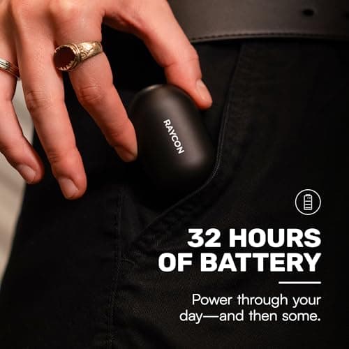 Raycon Everyday Bluetooth Wireless Earbuds with Microphone - Active Noise Cancelling, Sweat & Water-Resistant Earphones, Ear Buds Wireless Bluetooth Up to 32 Hours Playtime (Black) — view 2
