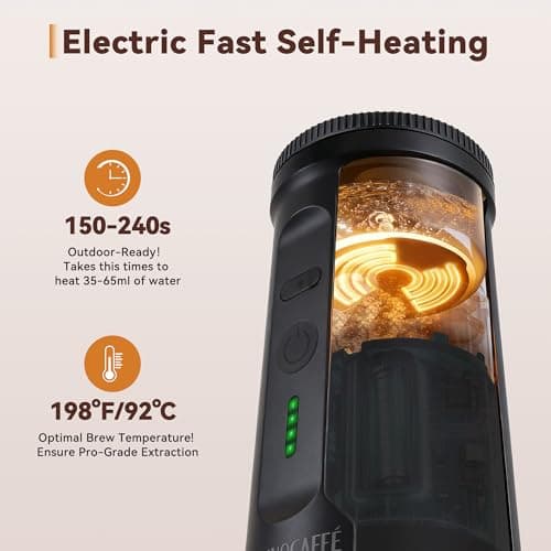 DIVINOCAFFÉ Portable Espresso Machine, 20 Bar Self Heating Travel Coffee Maker, Compatible with NS Capsules & Coffee Powder, Mini Espresso Machine for RV, Hiking, Office, Car, Black — view 2