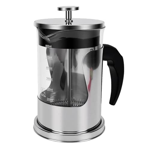 Asixxsix French Press Coffee Maker, 34 Oz 800ml High Borosilicate Glass Heat to Press, Cold Brew Maker with 80 Mesh Stainless Steel Filter for Home Travel (Woven 800ml) — view 4