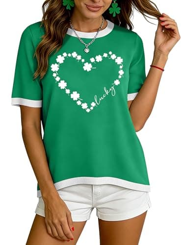 QAUN St Patricks Day Shirt Women Lucky Shamrock Shirts Irish T Shirt St Pattys Shirt Ladies Casual Tops