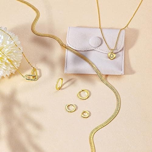 Freekiss Gold Stud Earrings for Women, Dainty Earring Set Simple Tiny 14K Gold Filled CZ Hypoallergenic Huggie Dangle Hoop Earrings Fashion Jewelry for Women Trendy Gifts — view 7