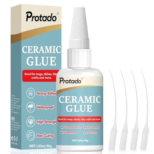 Protado Ceramic Glue, 35g Heavy Duty Super Strong Clear Glue, Waterproof Heat Resistant Adhesive for Ceramic Bonding, Repair, Porcelain, Tile, Pottery, Mugs, Dishes, DlY Kits