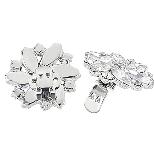 FINGERINSPIRE 2Pcs Crystal Shoe Clips Rhinestone Crystal Metal Shoe Clips Wedding Bridal Shoe Buckles Elegant Rhinestones Flower Clips for Jewelry Shoes Clothing Bags Hats Decor, Alloy+Rhinestone, — view 3