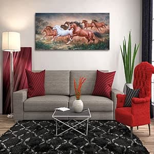 Yxbhhym Large Wall Art Running Horse Canvas Wall Art Animal Picture Prints Eight Horses Paintings Posters Animal Artwork for Wall Living Room Decor Framed Modern Farmhouse Decoration-24x48inches — view 6