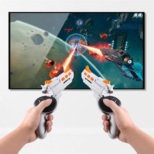 Tyasoleil Handle VR Accessories for Meta Quest 2 & 3, Humanized Gun Stock for Oculus Quest 2 & 3, Weighted Controller Grips, Better FPS Vivid FPS Gaming Experience, Gift for Xmas (Orange & White) — view 5