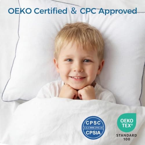 Sasttie Toddler Pillow Inserts Set of 2, 3 Year Old to 5, 13x18 Baby Pillows for Sleeping, Travel, School - CPC and Oeko-Tex Certified Down Alternative Plump Filling - Machine Washable, 2 Pack — view 3