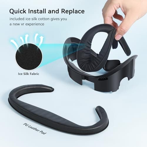 AMVR Facial Interface Compatible with Meta/Oculus Quest 3 Face Pad Accessories, with Soft PU Face Cushion Replacement and Breathable Ice Silk Cotton, Air-Circulation(Not for Q3S) — view 4