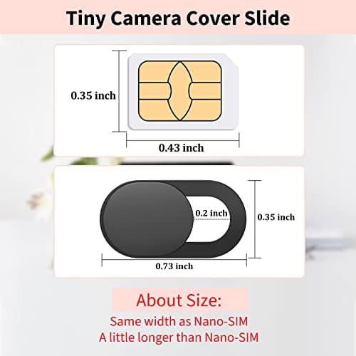 Yilador Webcam Cover (3 Pack), 0.03 inch Ultra Thin Laptop Camera Cover Slide for iPhone iPad MacBook Pro Computer iMac Cell Phone PC Accessories Camera Blocker Slider, Great for Privacy - Black