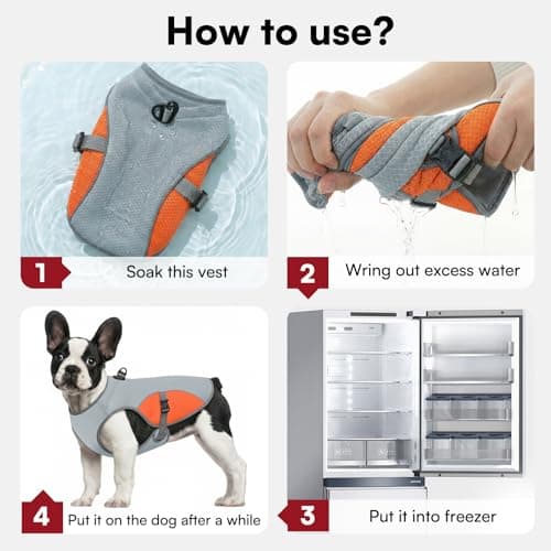 Preferhouse Dog Cooling Vest for Medium Dogs, Dog Cooling Jacket with Mesh and D Ring, Pet Reflective Stripe Jacket for Summer, Orange-M — view 3