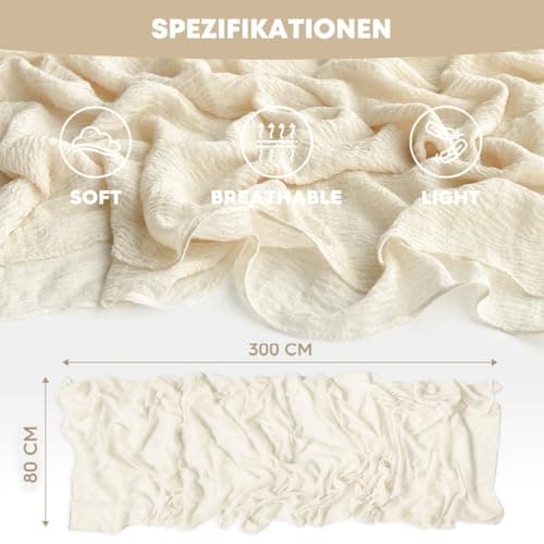 Artoid Mode Boho Beige Gauze 3 Pieces Wedding Table Runner, 300 cm Birthday Fabric Kitchen Dining Holiday Table Decor for Home Party Indoor — view 5