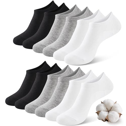 SukModen No Show Socks Women Men Non Slip Invisible Liners for Flats Breathable Cotton Low Cut Ankle Socks 6 Pairs Gift Box, Size 5-8 WBG