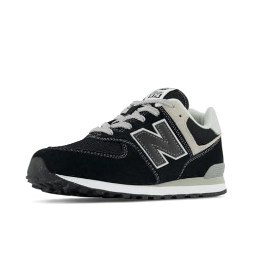 New Balance Kids 574 V1 70s Racing Lace-up Sneaker, Black/White, 6.5 M Big Kid (8-12 Years)