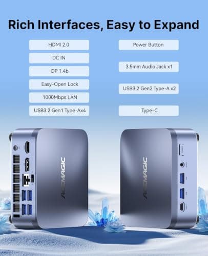 ACEMAGIC M5 Mini PC i7-14650HX(Beat i5,16C/24T,30MB Smart Cache,up to 5.2GHz), 32GB DDR4 1TB NVMe PCIe4.0 SSD Mini Computers, Pre-Installed Win11Pro BT5.2 WiFi6 Desktop, Support Triple 4K Display — view 2