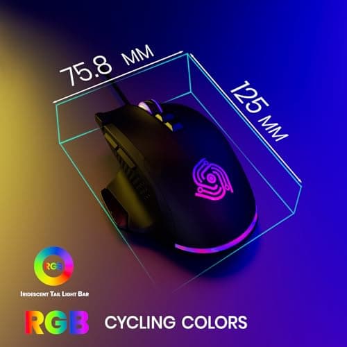 Wired Mouse for Gaming – USB Computer Mouse with 8 Programmable Buttons, 6 Adjustable DPI , Mechanical Switches, Rapid Fire & Sniper Buttons, Compatible with PC and Laptop – Black (Wicked Widow) — view 4