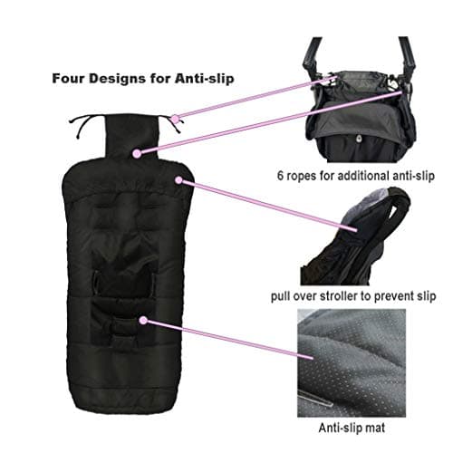 Cozy Toe Stroller Bunting Bag,Soft Coral Fleece Lining,Weather Proof Universal Footmuff Adaptable for Strollers Joggers Pushchair — view 4